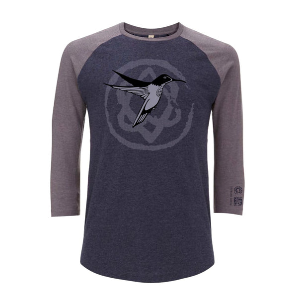 Hummingbird Heart Navy Grey Salvage Baseball