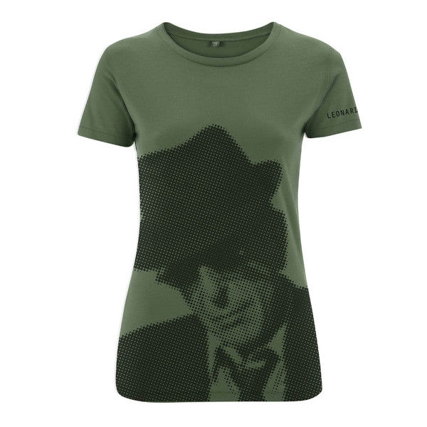 Military Green Halftone Ladies Slim Fit T-Shirt